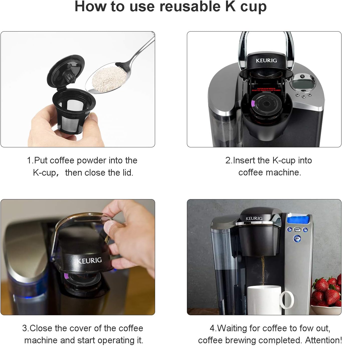 Reusable K Cups For Keurig, Reusable K CUP Coffee Filter Refillable Single K CUP for Keurig 2.0 1.0 BPA Free-6 Packs - Image 6